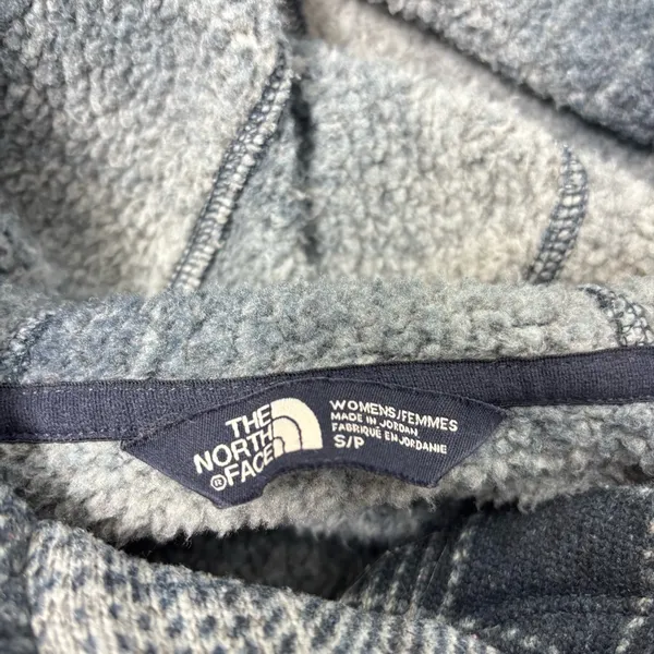 The North Face Women's Plaid Fleece‎ Pullover Cowl Blue and gray Hoodie Size S - Image 15