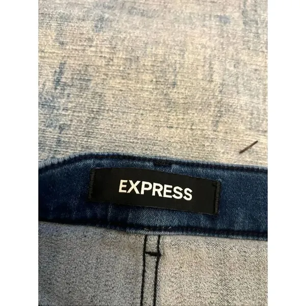 Express Blue Button Fly High Rise Ankle Leggings Women's 4R - Image 4