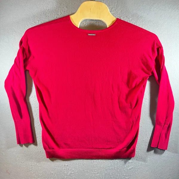 1151 | Michael Kors Red Cotton‎ Quarter Zip Pullover Sweater Womens Small - Image 2