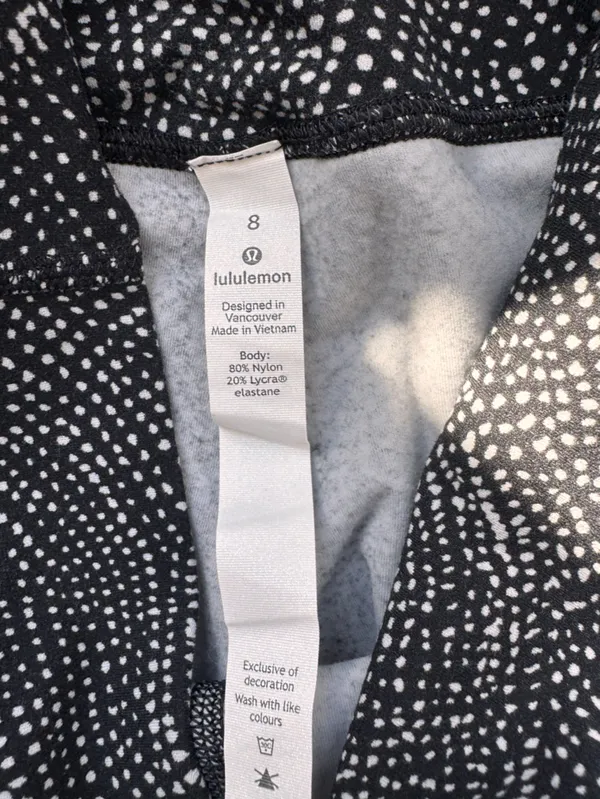 Lululemon Wunder Under Crop‎ Leggings Size 8 Black White Speckled - Image 2