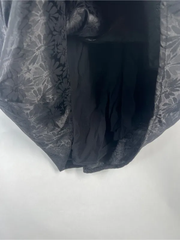 Title: Altar’d State Black Satin Floral Puff Sleeve Open Back Mini Dress M - Image 8