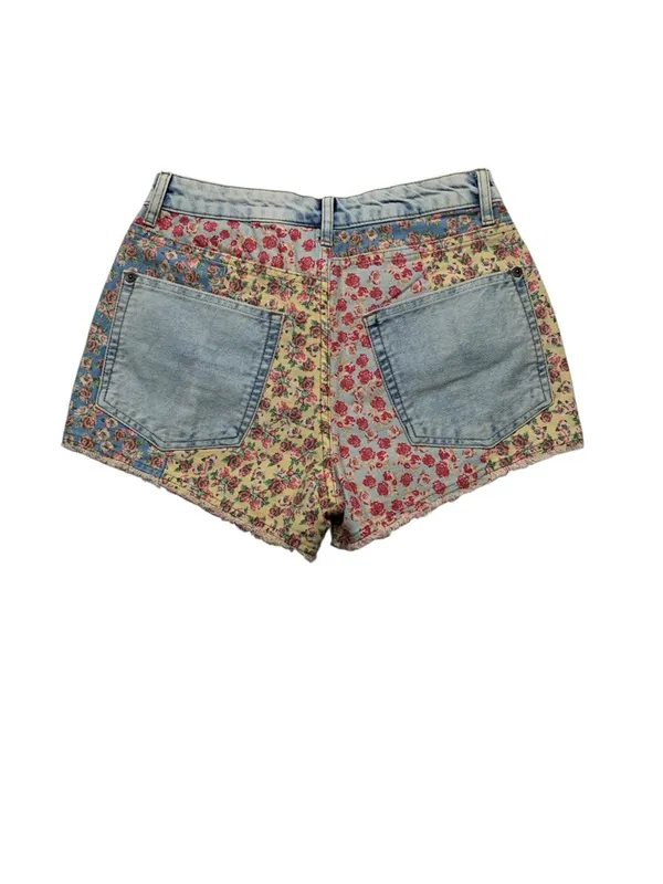 Farm Rio size 28 new Floral Patchwork High-Rise Women’s Denim Shorts Multicolor - Image 10