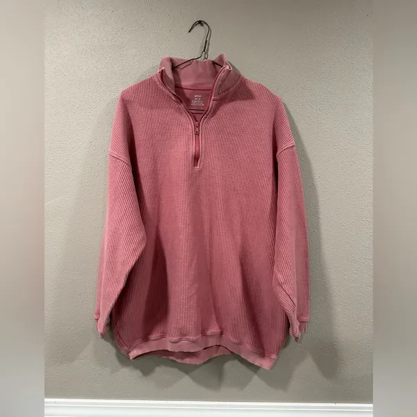 Aerie Good Vibes Quarter Zip Oversized Corded Half Zip Pink - Image 4