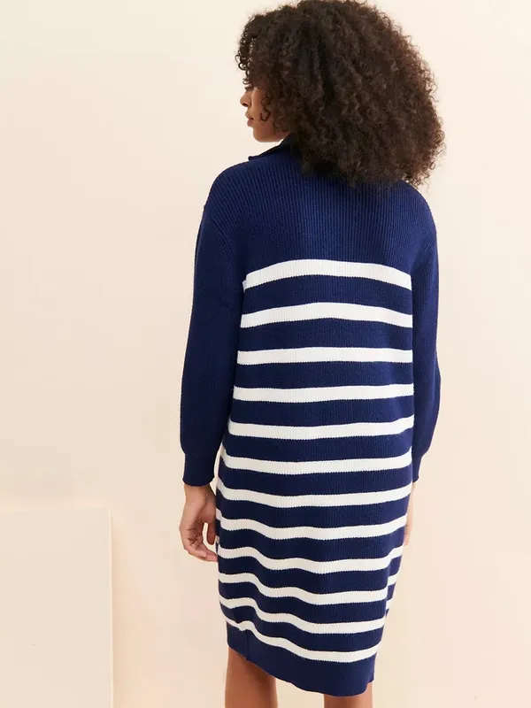 Anthropologie Callahan Cara Striped Dress Navy Blue Womens Size‎ XL - Image 2