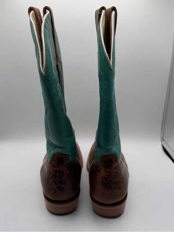J.B. Dillon Womens 7.5B Turquoise Brown Leather Western Cowboy Boots USA - Image 6