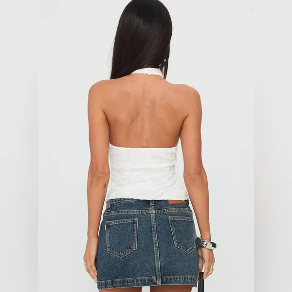 Princess Polly Hotter Than Fire Lace Halter Top White - Image 4