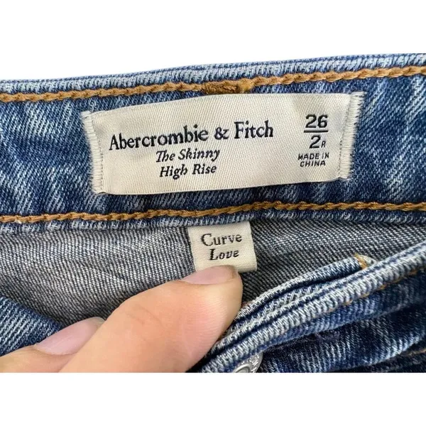 Abercrombie & Fitch Curve Love The Skinny High Rise Blue Denim Jeans Size 26 2 R - Image 3