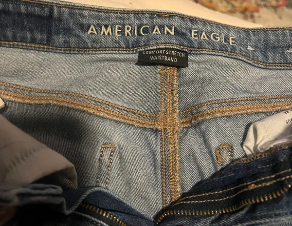 American Eagle Women's Blue Stretch Denim Mom Jeans Indigo Seam - Image 2