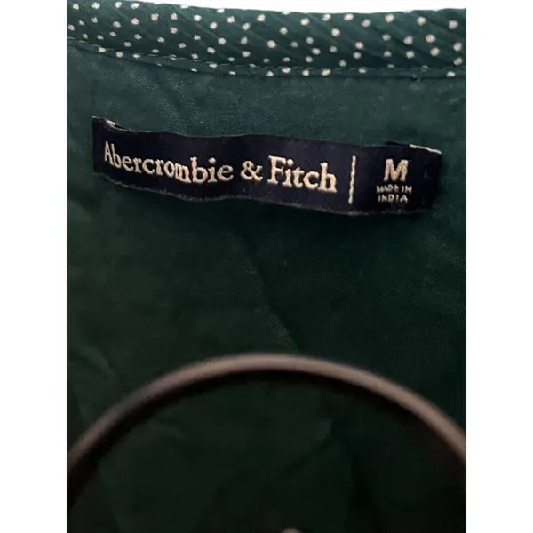 Abercrombie & Fitch Women's M Plunge Neck Wrap Bodysuit Emerald Green Polka‎ Dot - Image 5