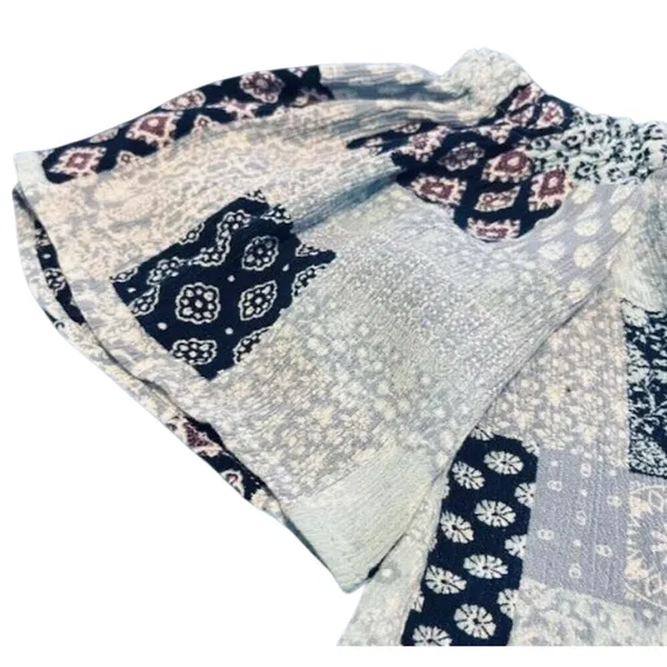 Dainty Hooligan Blue Patchwork Print Off Shoulder Crop Top‎ Boho Festival Small - Image 11