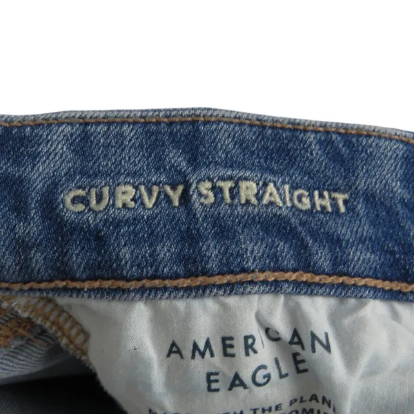 American Eagle Curvy Straight Jeans Ripped High Rise Straight Leg Jeans Size 2 - Image 6