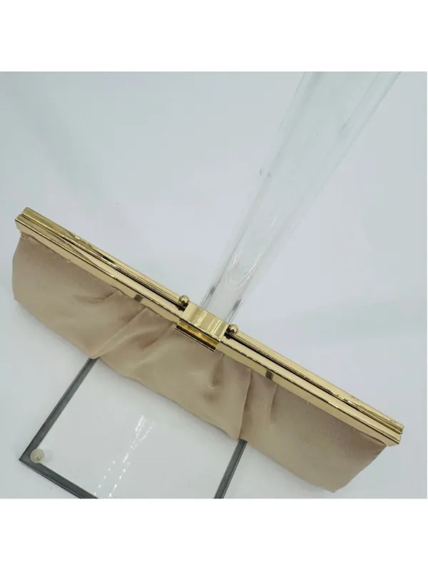 NWT Vintage Gunne Sax Champagne Satin Gold Evening Bag Formal Clutch - Image 7