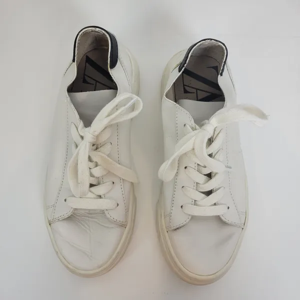 Zara Womens Shoes Size 35 White Low Top Lace-Up Round Toe Classic Casual Sneaker - Image 8