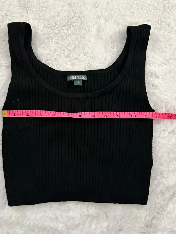 WILD FABLE Black Ribbed Cropped Tank Top Sleeveless Soft Stretch Knit XS - Image 3