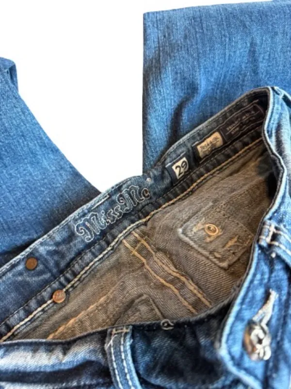 Miss Me JE544OBL Boot Dark Wash Patchwork Sequin Bootcut Jeans Size 29 Women's - Image 7