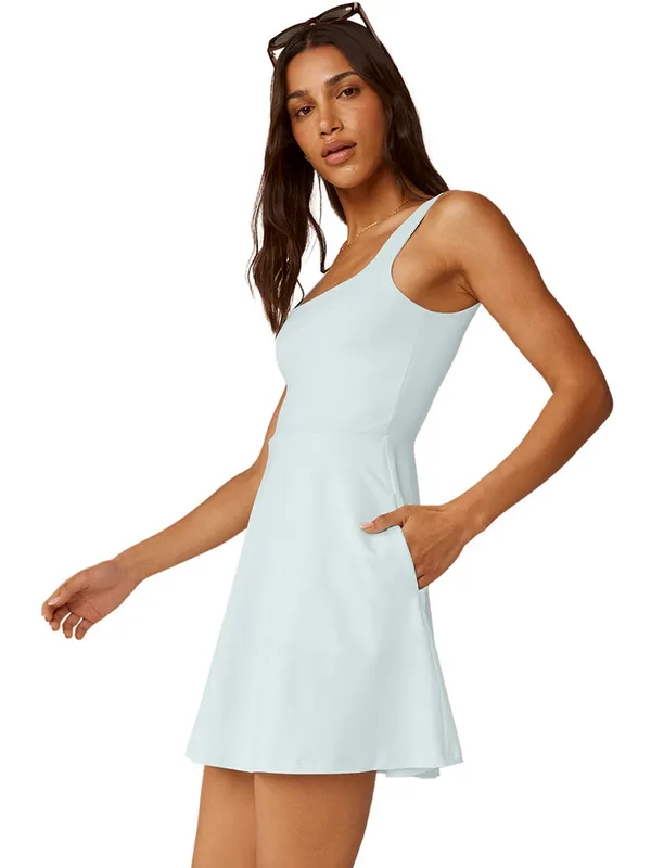 Beyond Yoga Light Blue Square-Neck A-Line Dress - Image 2