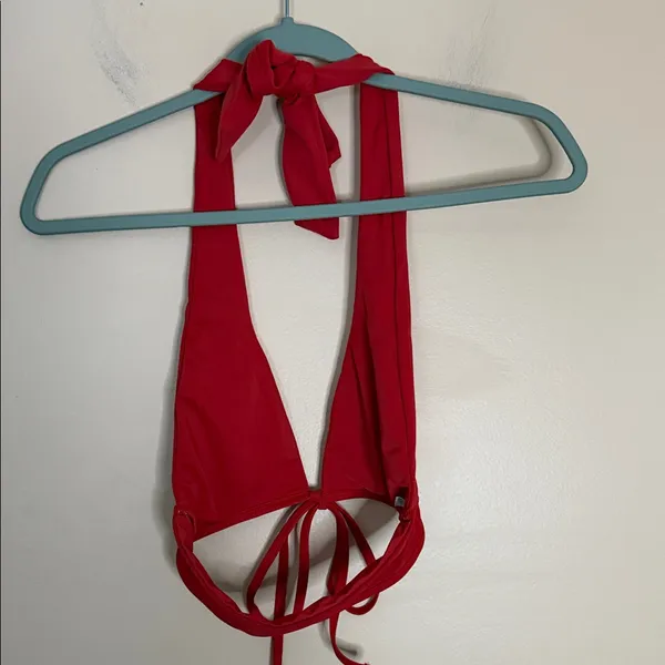 aerie Red Halter Tie-Front Swim Top - Image 5