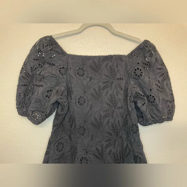 Free people‎ Daniella Eyelet Elegant Black Lace Mini Dress Size 2 - Image 10