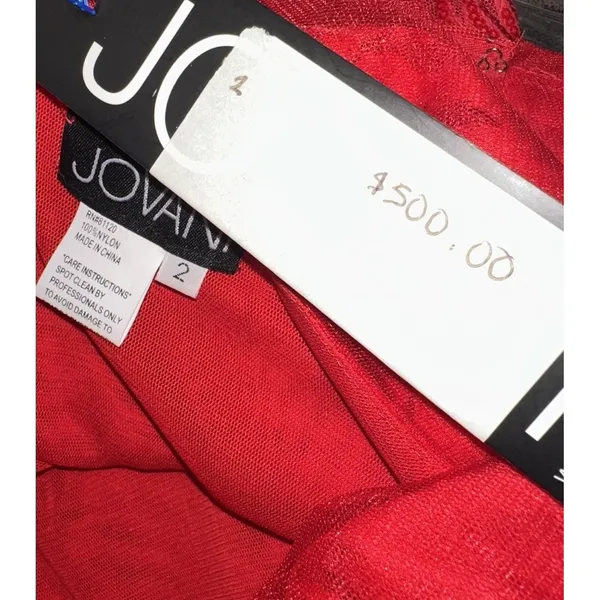 JOVANI 4552 Red Embellished Deep V-Neck Cocktail Dress Size 2 NWT Prom Party - Image 13