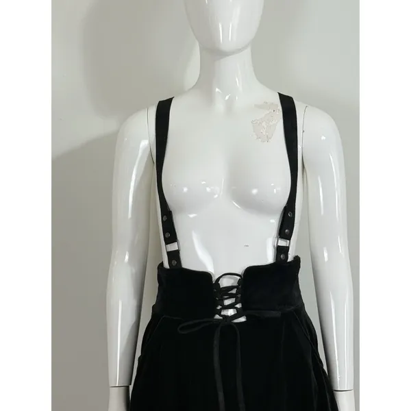 Killstar Black Velvet Corset Suspender Skirt Lace Up Whimsigoth Punk Size M - Image 5
