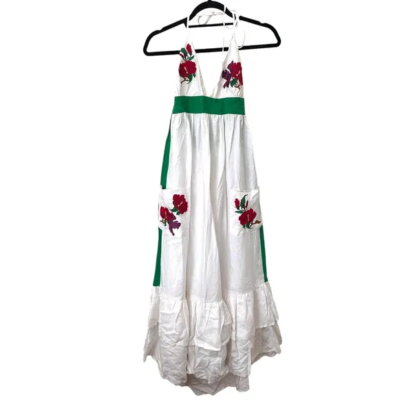 FANM MON Pamuk Embroidered‎ Halter Maxi Dress XS - Image 3
