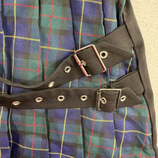 Punk L Large Pleated Plaid Mini Skirt Dark‎ Academia Twee Preppy School Girl - Image 4