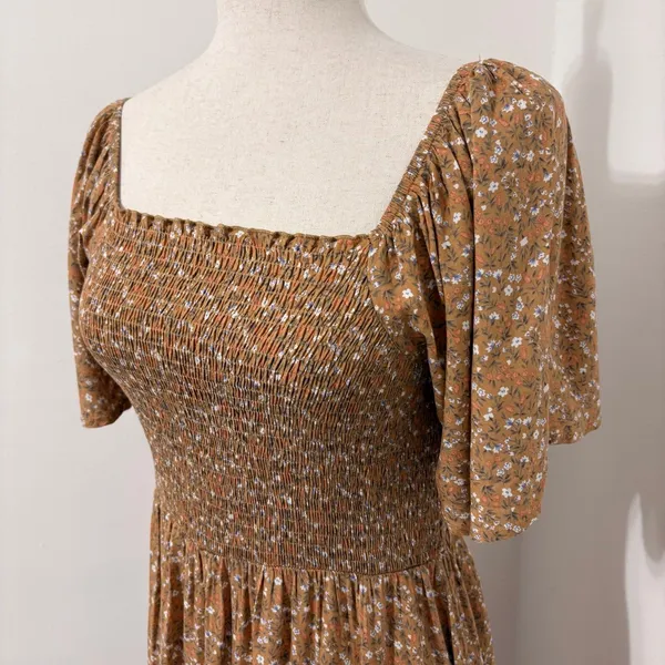 Pinkblush NWT Heyson Mustard Floral Smocked Maternity Maxi Dress Sz M - Image 3
