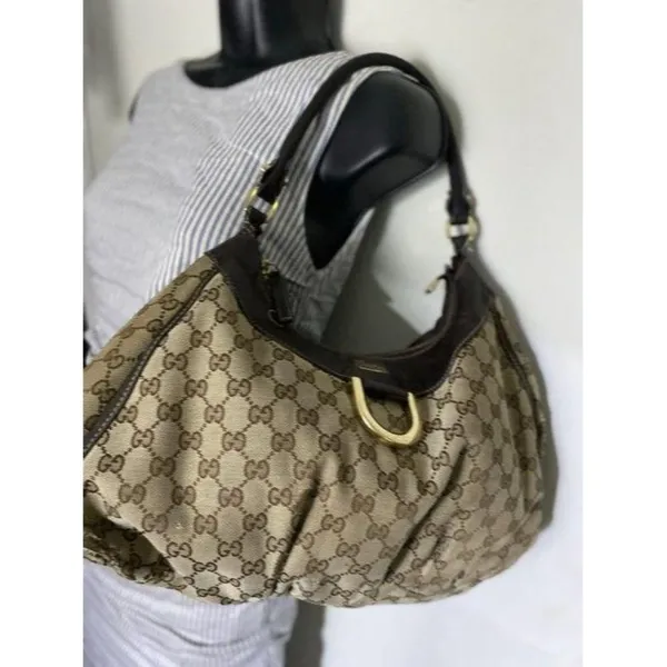 Gucci tote all over logo beige brown jacquard fabr - Image 8