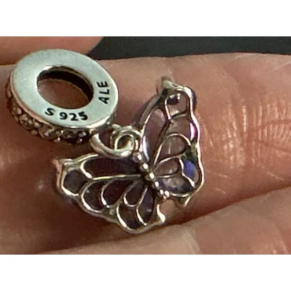 Pandora Purple Butterfly Dangle Charm S925 ALE Sterling Silver Retire - Image 3