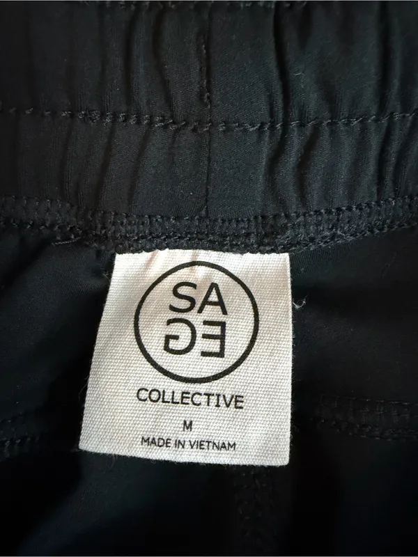 SAGE Collective Women’s Black Stretch Jogger Pants Drawstring Pockets M - Image 5