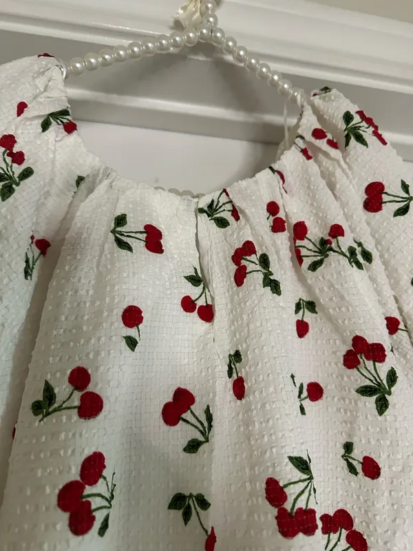 English Factory Cherry Print Skirt And Top Set - Image 6