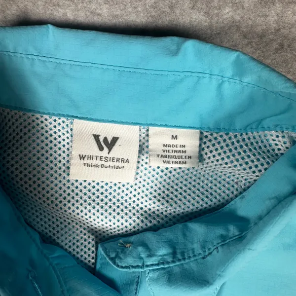 White Sierra Womens Medium Turquoise Ripstop Hiking Trail Shirt Roll Tab Sleeve - Image 3