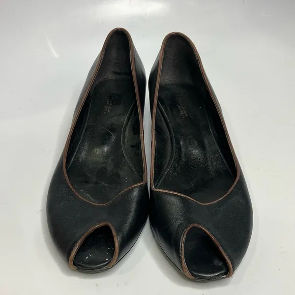 Nariana‎ by GOLC vintage peep toe pumps black leather size 7 - Image 2