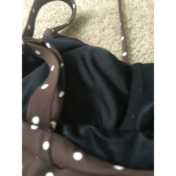 Lands End Women's Polka Dot Swim Top Halter Size 10D Brown White Swim Wear - Image 6
