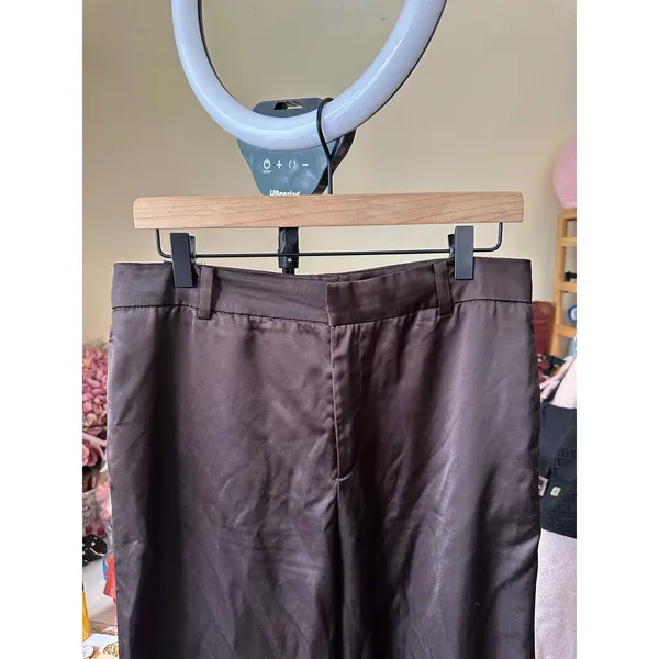 Zara Women’s Straight Leg Pants Satin Like Size Medium Brown‎ 5427/401/716 - Image 12