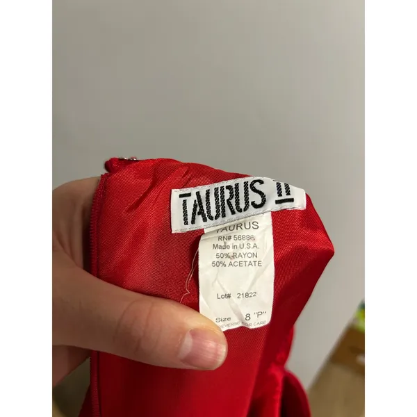 Vintage Taurus II Red Cheongsam Style Floral Jacquard ASIAN Midi Dress Size 8P - Image 8