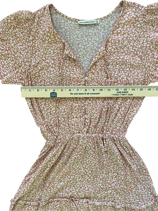 Abercrombie & Fitch Easy Waist Tiered Mini Dress Womens Size XS Pink Cottagecore - Image 5