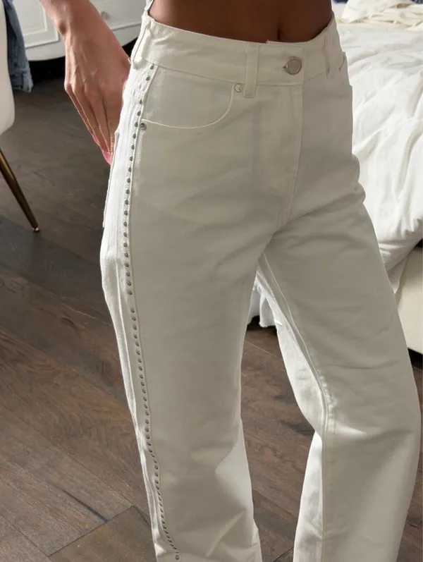 ZARA High-Waisted Studded Jeans - Image 4