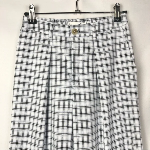 Hollister Ultra High‎ Rise Light Blue Plaid Flare Leg Trouser Pants XS - Image 3