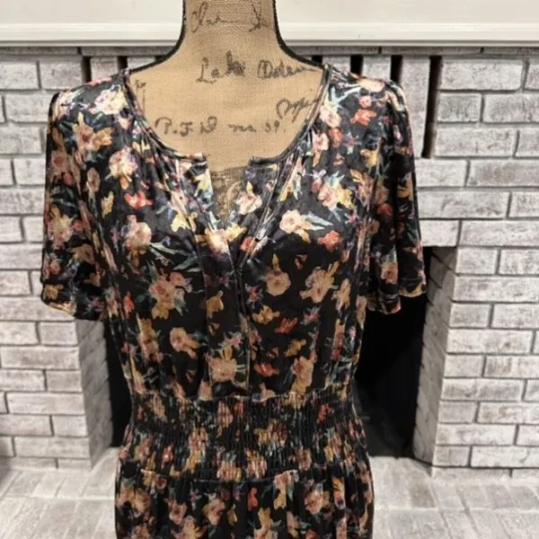 NWT Natural Life Bella Velvet Floral Maxi Dress Tiered Boho‎ Size Medium NEW - Image 4