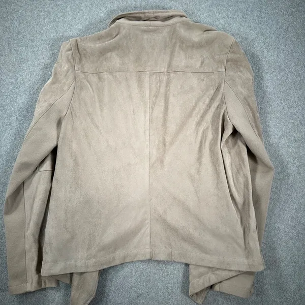 BB Dakota Open Front Moto Jacket Faux Suede Womens Large Beige New Anthropologie - Image 9