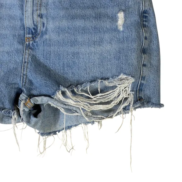 Topshop Mom Denim Shorts Light Wash Distressed Frayed Hem Jean Festival Size 6 - Image 5