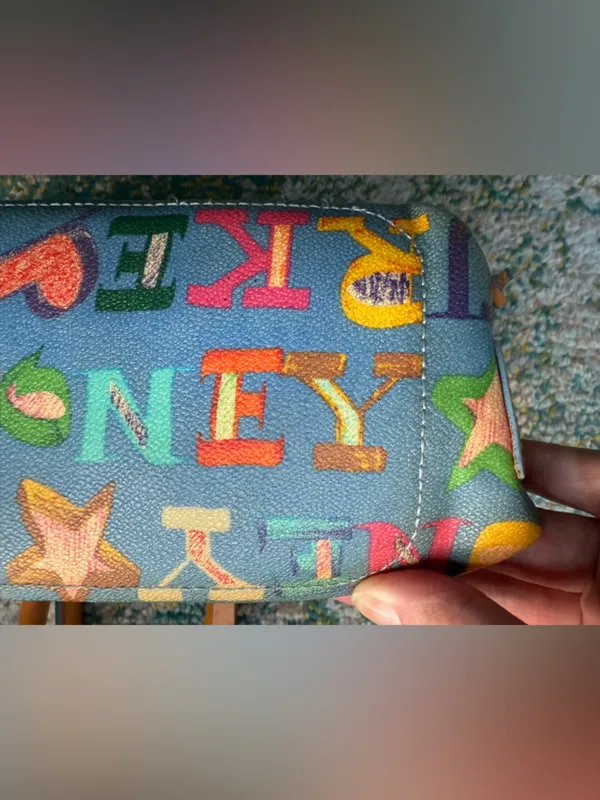 Vintage Y2K Dooney & Bourke blue Doodle graffiti hand bag - Image 11