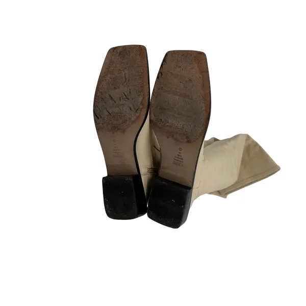 Schutz Guily Up Over The Knee Boots Eggshell Cream Leather‎ Square Toe Women 7.5 - Image 9