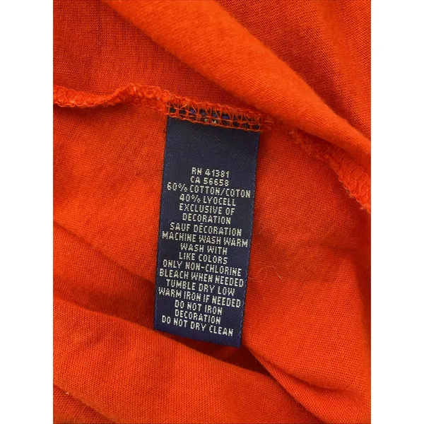 Ralph Lauren V-Neck Tee Womens Size L Orange Pony Logo Cotton Lyocell Shirt - Image 5