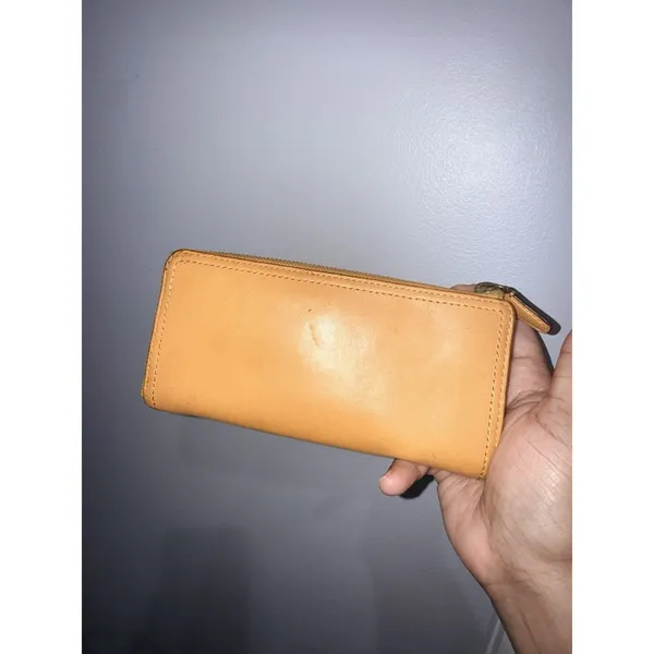Coach Mustard Tan Leather Slim‎ Zip Wallet 48178 - 8 Credit Card Slots E - Image 4