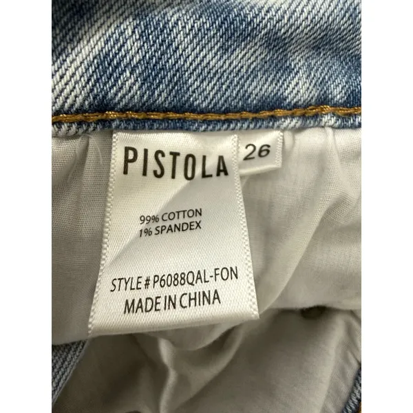 Pistola Women’s High Rise Cropped Denim Jeans Light Wash Raw Hem Size 26 - Image 12