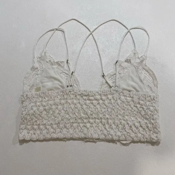 Free People FP One Lace Bralette White Crochet Strappy Boho Top Size L (Flawed) - Image 4