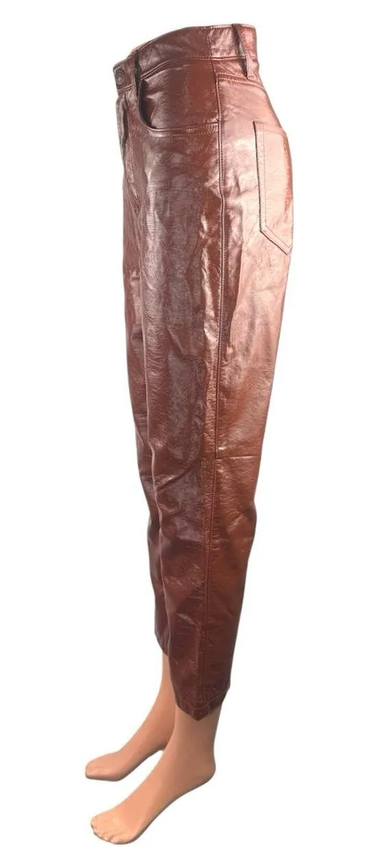 Abercrombie & Fitch Curve Love Faux Vegan Leather Straight Trousers Pants Sz 25 - Image 2