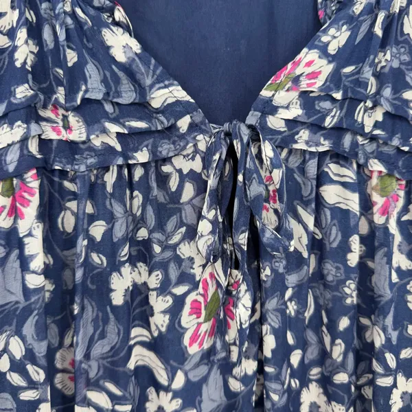 Vineyard Vines Silk Floral Shift Dress Women L Navy Coastal Preppy‎ Romantic - Image 6